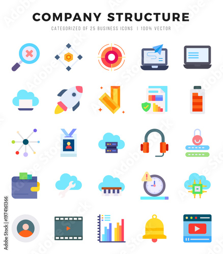 icons set. Company Structure for web. app. vector illustration.