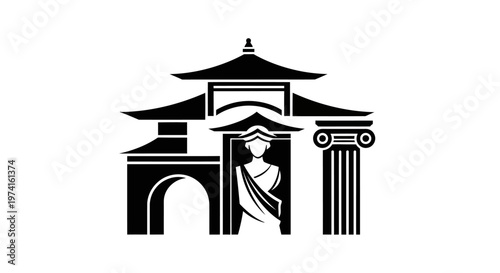 Woman in traditional dress standing doorway.