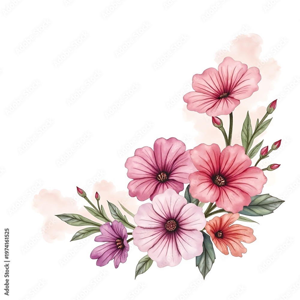 Obraz premium Colorful Floral Bouquet Watercolor Arrangement