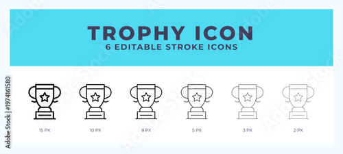 Trophy icon vector illustration. With editable stroke for web. App and more.
