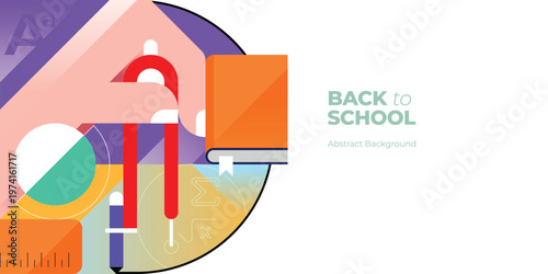 Back to School Sale Poster with Modern Geometric Design for Education Promotion