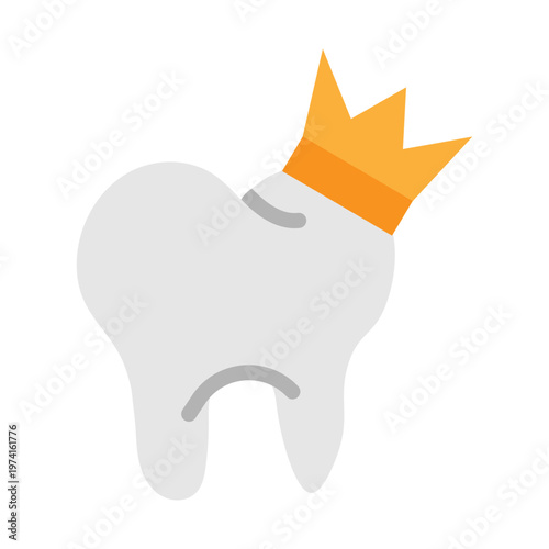 Tooth Crown Vector Flat Icon Design