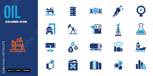 oil production colored icon set vector design good for web and mobile app