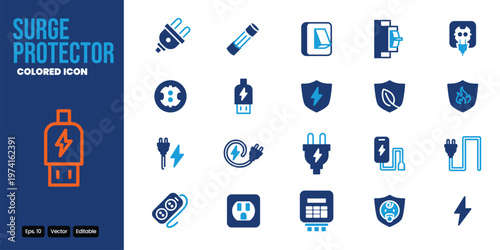 surge protector colored icon set vector design good for web and mobile app