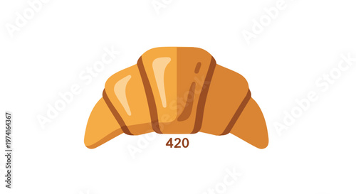 A golden, layered pastry, a croissant, sits centered on white, with the brown number "420" beneath