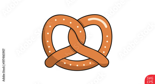 A cartoon depiction of a popular baked good. It is brown with a dark outline and white specks. The treat has a glossy highlight