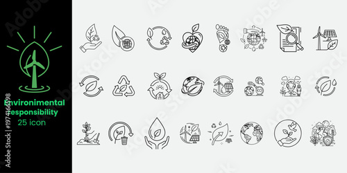 Modern eco-friendly and corporate social responsibility (CSR) vector symbols