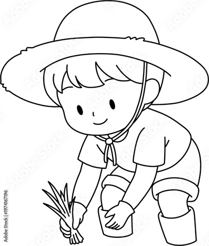 모내기 남 흑백