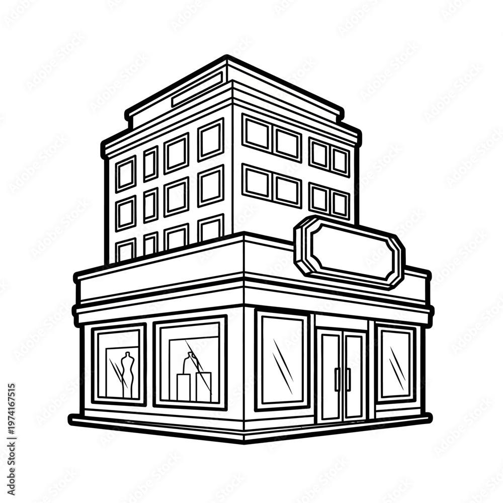 Fototapeta premium Building with storefront and upper floors.