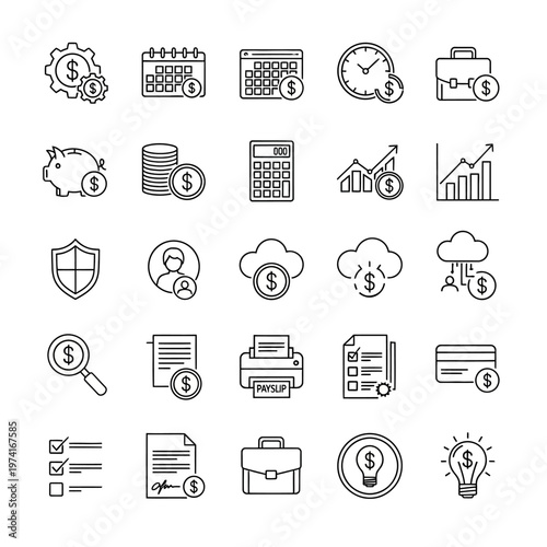 Business finance icons and symbols.