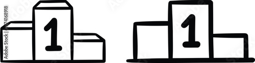 Hand drawn doodle style winner podium stage vector illustration on transparent background representing business success, first place championship, and competitive achievement.