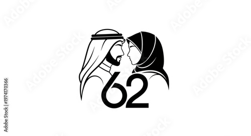 Emirati Couple Celebrating National Day with Number 62.