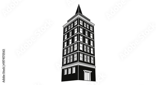 Black and white tall building.