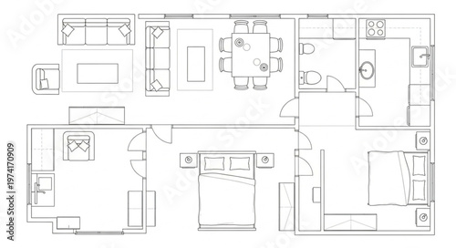 Detailed Architectural Floor Plan Depicting Room Layout and Design.