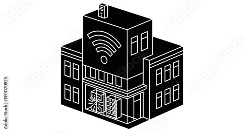 Building with WiFi symbol on side.