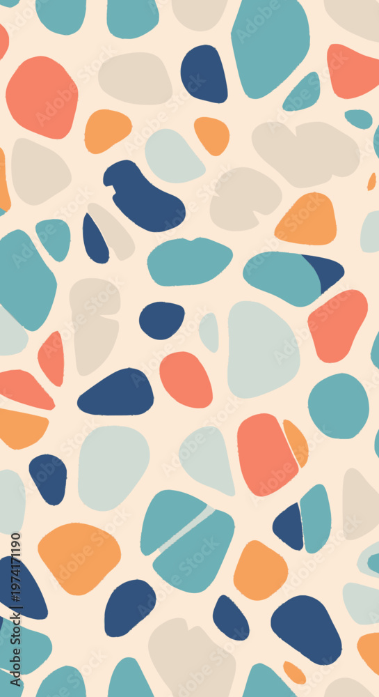 Fototapeta premium Colorful Abstract Terrazzo Pattern with Various Shapes and Hues.