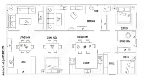 Detailed floor plan showcasing room layouts and furniture placement.