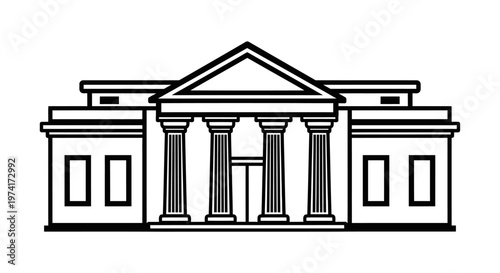 Canvastavla Classic Building with Columns and Pediment.