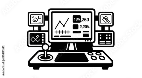 Computer control panel with joystick.