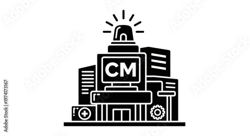 Computer Monitor with CM Logo.