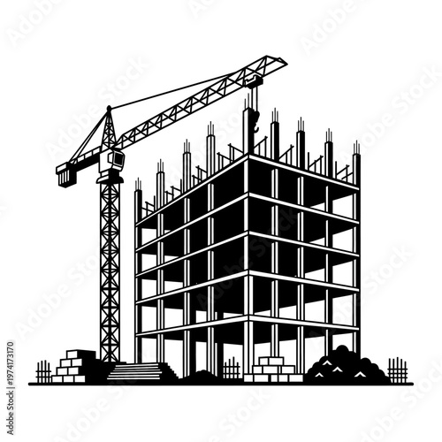 Construction site with building crane.