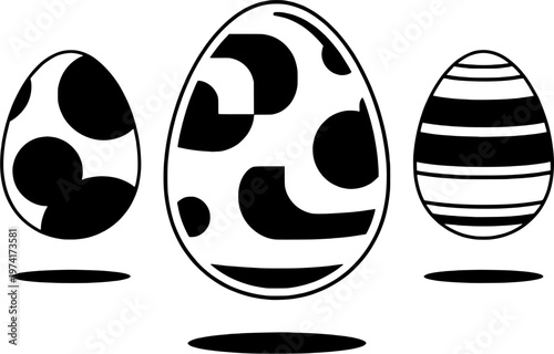 Abstract Easter Egg Icon Collection, Set of Three Bold Hand Drawn Symbols