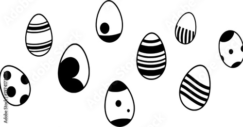 Large Easter Egg Collection, Set of Nine Abstract Hand Drawn Symbols for Design