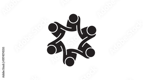 Five People Holding Hands In Circle For Teamwork And Partnership Concepts Isolated On White