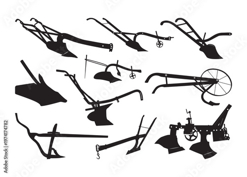 Old Plow vector, Old Plow Clipart, Old Plow silhouette