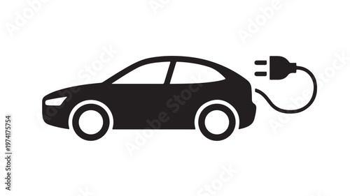 Electric Car Charging On White Background For Eco Friendly Transportation Concepts