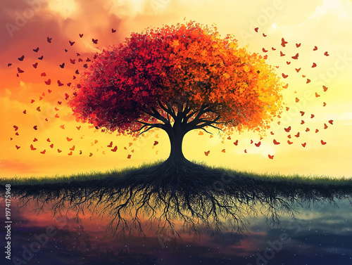 A Tree’s Deep Roots and Wide Branches, Symbolizing Family Love Through Generations