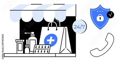 Online pharmacy. Online pharmacy with digital security, medical products, and 247 support. Online pharmacy enables safe and reliable access. Ideal for healthcare, e-commerce, digital safety