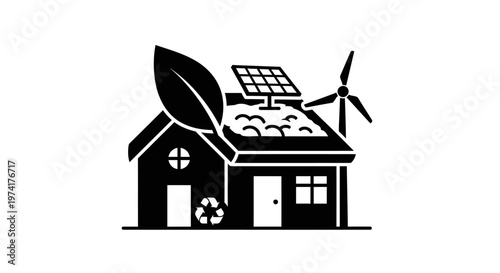 Eco friendly house with solar panel.