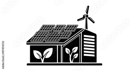 Eco friendly house with solar panel.