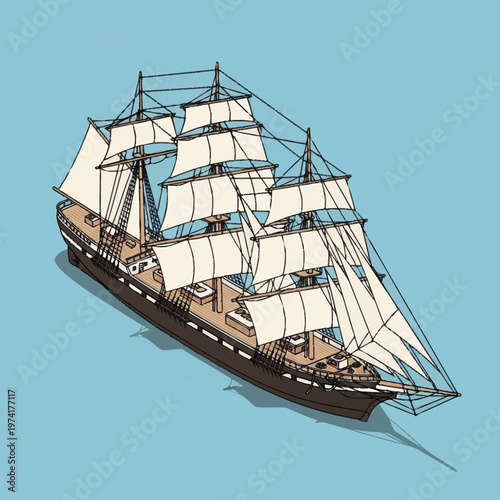 Illustration of a large sailing ship.
