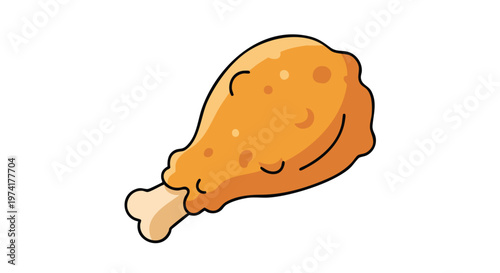 A cartoon depiction of a fried chicken leg, rendered with a bright orange color scheme against a white background