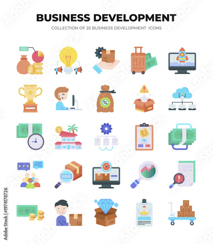 Business Development Icons. 25 Essential Icons for Growth and Strategy