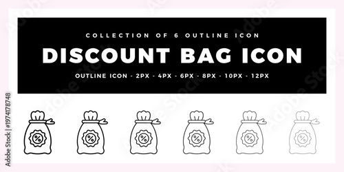 Pack of 6 Outline Vector discount bag icon