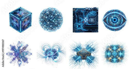 Artificial Intelligence and Future Technology Graphic Icon set