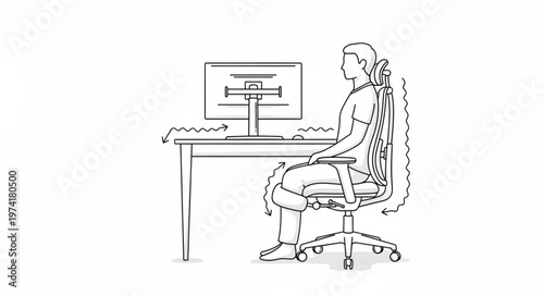 Ergonomic Office Setup for Healthy Posture at Computer Desk.