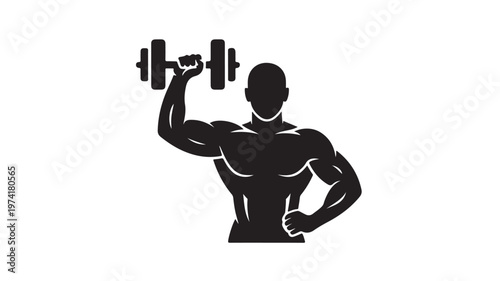 Muscular Man Exercising With Dumbbell For Fitness Concepts Isolated On White