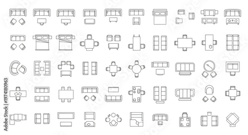 Overhead Furniture Layouts - A Comprehensive Collection of Seating Arrangements.