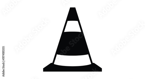 Simple black silhouette of a traffic cone minimalist design silhouette