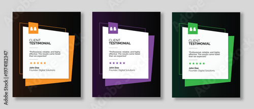 Client Testimonial Template, Customer Feedback Social Media Post Design
