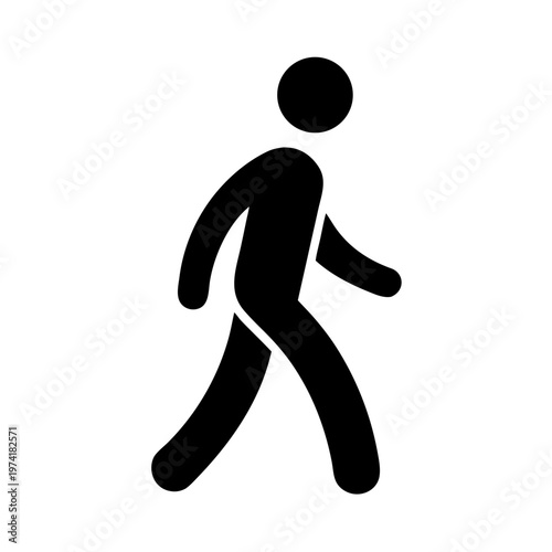 Minimalist Walking Person Icon – Universal Pedestrian Silhouette Pictogram Vector