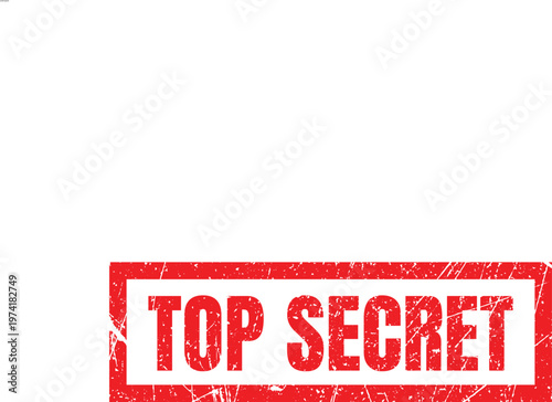 Red top secret stamp on with scratches