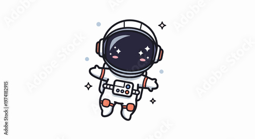 Cute Cartoon Astronaut Floating in Space with Sparkling Stars.