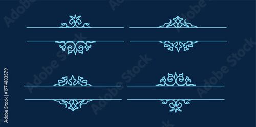 Elegant blue Decorative Text Dividers and Frames for Wedding and Invitation Design