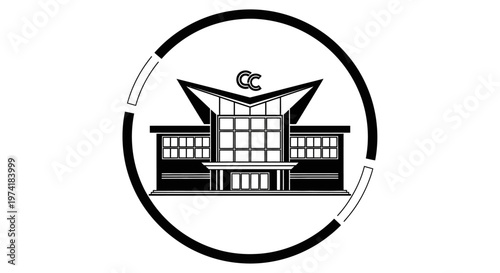 Modern building with triangular roof design.