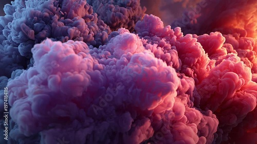 Witness a mesmerizing spectacle as vibrant smoke clouds collide and swirl together. The colorful formations create a dreamlike atmosphere, captivating the eye with their fluid movements and hues.